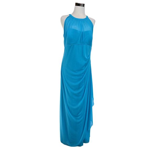 Davids Bridal Malibu Blue Maxi Long Sleeveless Dress Womens Size 14 STAINS AS-IS - Picture 1 of 16